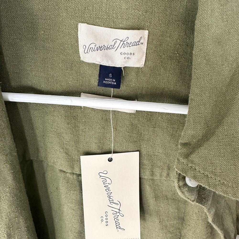 Olive Green Women's Button Down Shirt Relaxed Fit - Picture 6 of 6